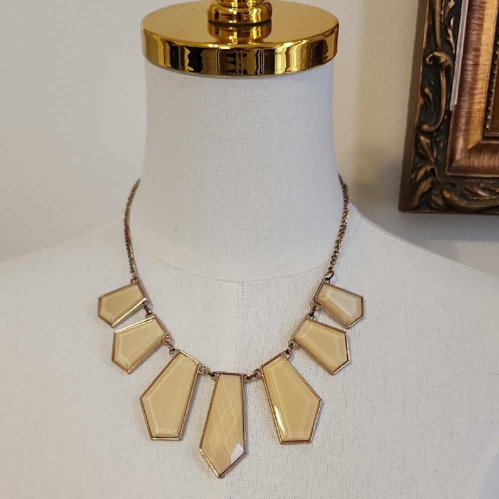 Cream Geometric Statement Necklace - image 1